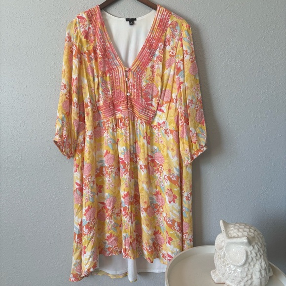 Torrid Peach Floral Gauze Hi-Lo Dress Size 3X (22-24) - Picture 13 of 13